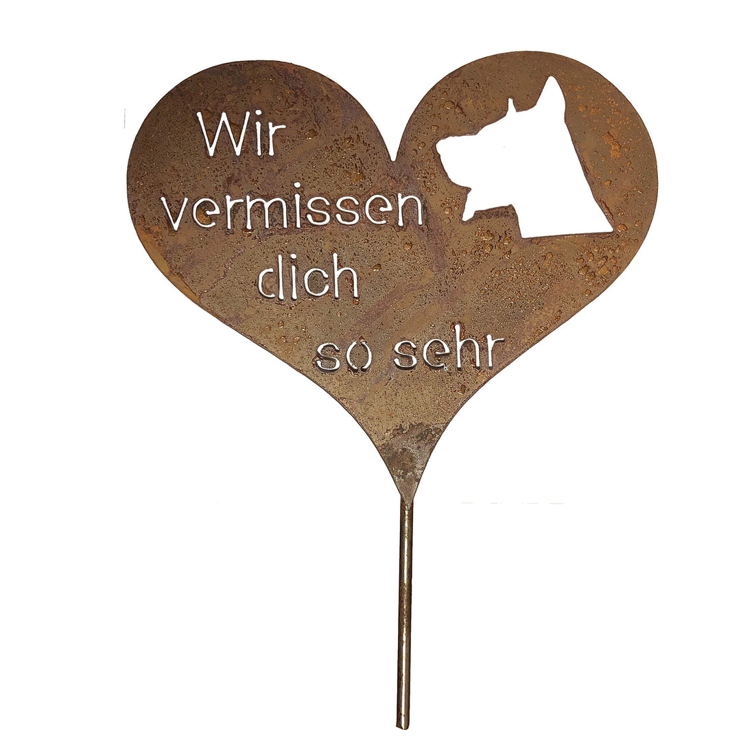 Radami Edelrost Grabherz Grabstecker Grabschmuck Gedenkstein Trauerherz Herz Spruch Stecker für Grab