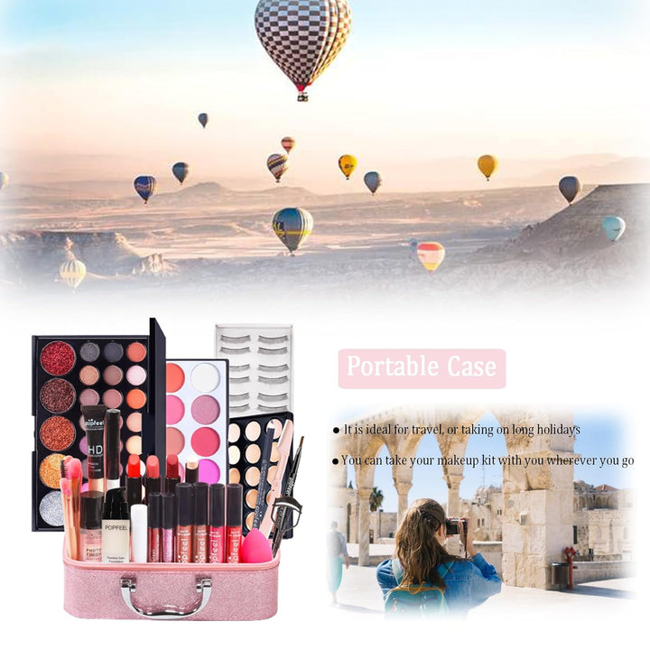 RoseFlower schminkset frauen, Professionelles Make-up-Set Teenager Mädchen Schminkkoffer Kosmetische