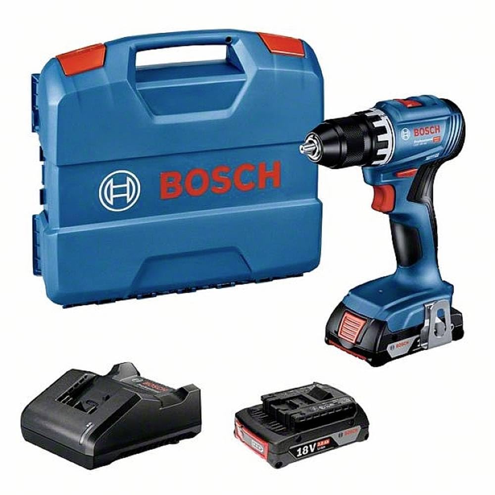 Bosch Professional 18V System Akku Bohrschrauber GSR 18V-45 (Drehzahl 1.900 min⁻¹, inkl. 2x 2.0Ah Ak