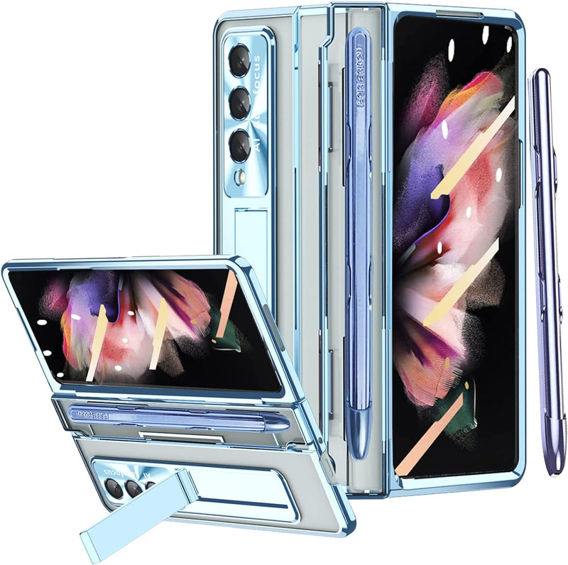 Miimall Handyhülle Kompatibel mit Samsung Galaxy Z Fold 3 Hülle mit S Pen, Transparent PC Schutzhüll