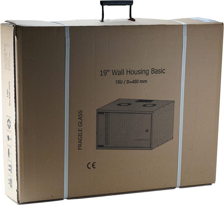 EFB 19 Zoll 06HE Wandgehäuse Basic, Tiefe 450mm 1-teilig, Flat Pack, RAL9005 Schwarz 535 x 304 x 450