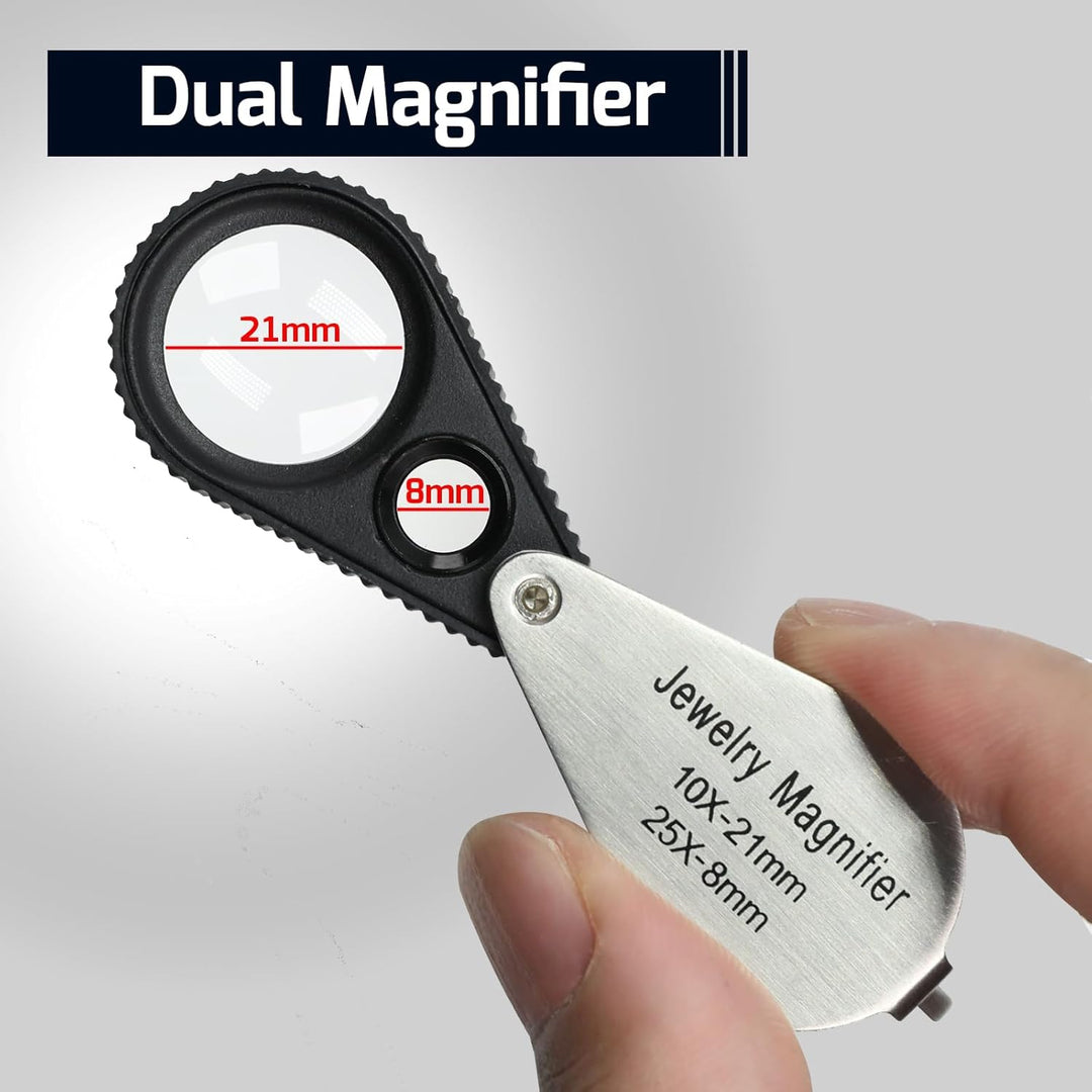 Doppellinse mit 10- und 25-facher Vergrösserung 21-mm- und 8-mm-Linsen aus optischem Glas Edelstahlg