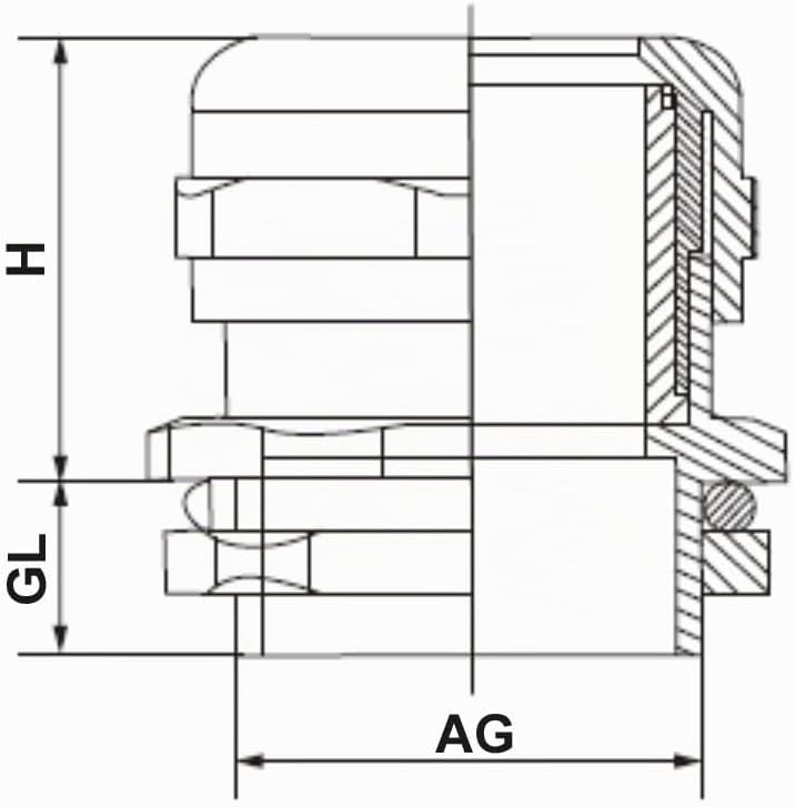 10 Stück M16 x 1.5 (MESSING-Metall) Kabelverschraubung/Kabeldurchführungen mit Gegenmutter für Kabel
