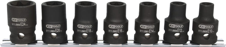 KS Tools 515.1106 1/5,1 cm Impact Socket Set ETX kurz, 9, e10-e24