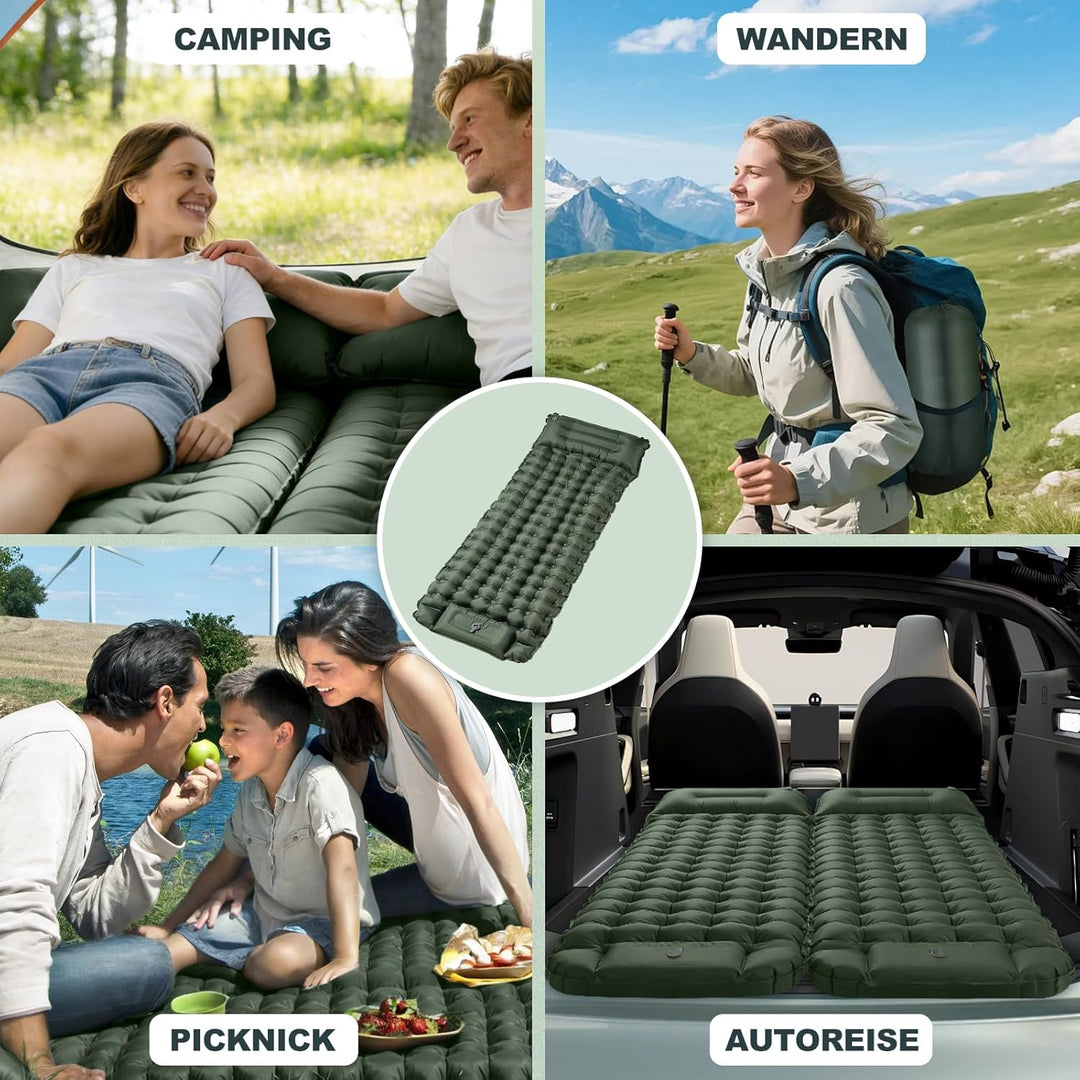 Isomatte Ultraleicht,Luftmatratze Camping,Aufblasbar Matratze mit Fuss pumpe,Tragbar Air Mattress bi