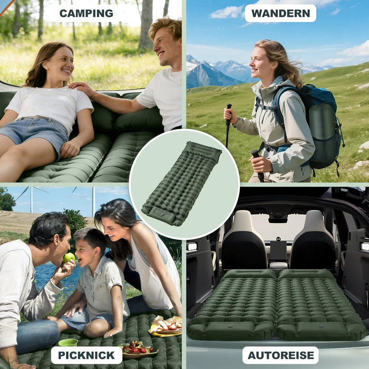 Isomatte Ultraleicht,Luftmatratze Camping,Aufblasbar Matratze mit Fuss pumpe,Tragbar Air Mattress bi