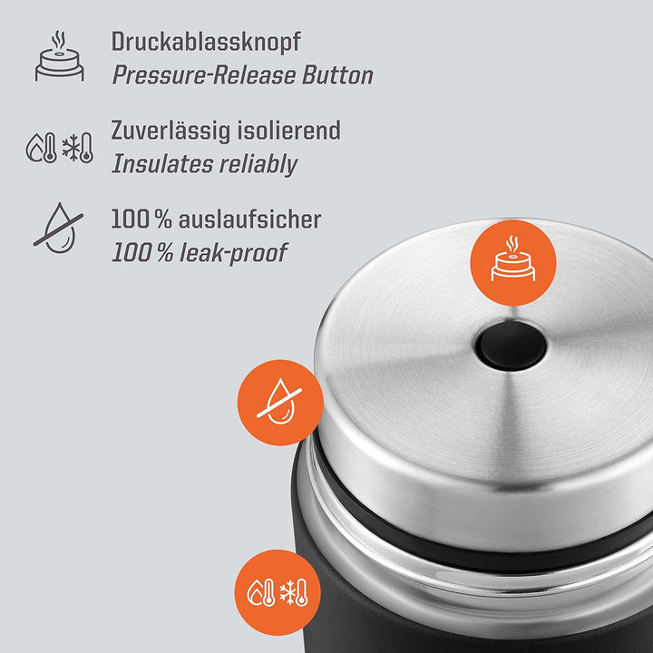 Esbit Thermobehälter Sculptor für Essen - Warmhaltebehälter 1000 ml in Schwarz - aus Edelstahl für w