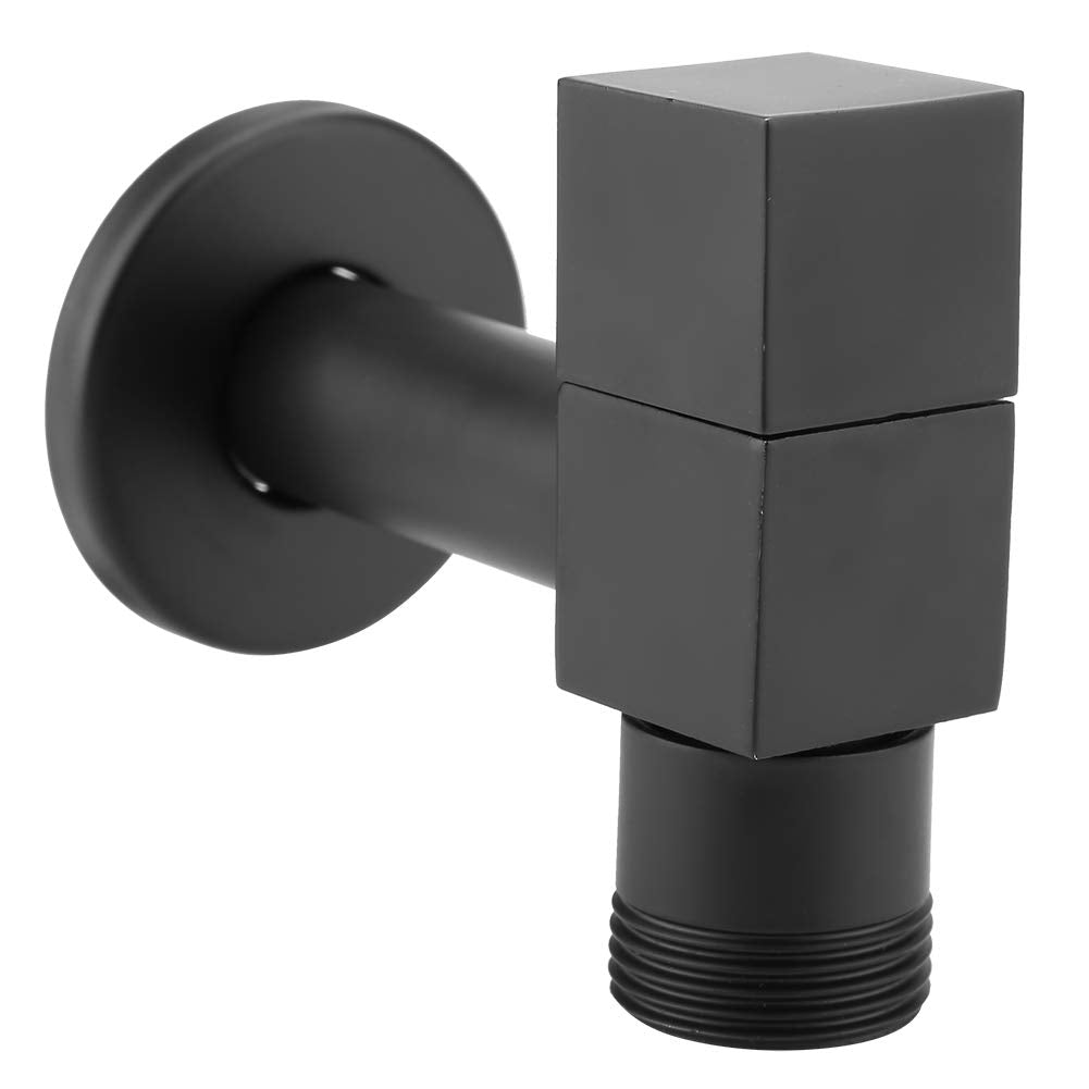 Wandmontage Wasserhahn Schwarz Messing Quadrat, Wasserfall Auslass G3/4 Aussengewinde mit Sprudler f