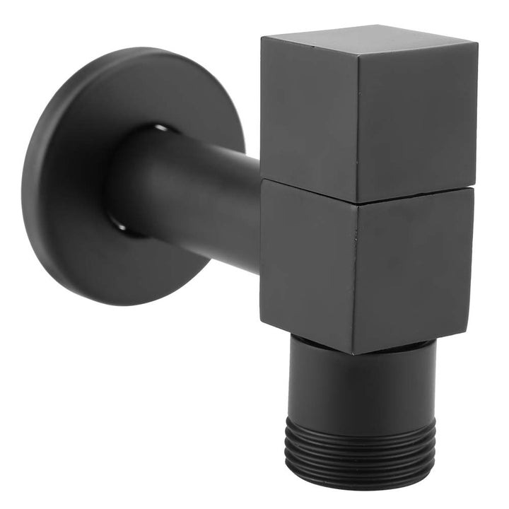 Wandmontage Wasserhahn Schwarz Messing Quadrat, Wasserfall Auslass G3/4 Aussengewinde mit Sprudler f