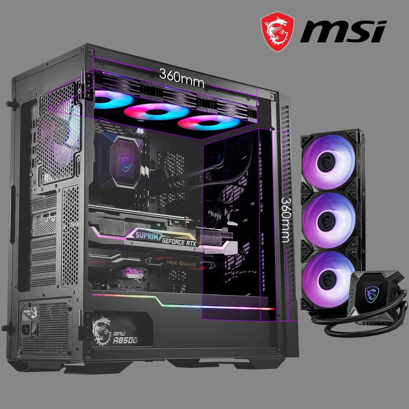 MSI MPG VELOX 100P AIRFLOW Mid-Tower PC-Gehäuse, geeignet für E-ATX-Mainboard, Seitenpanel aus gehär