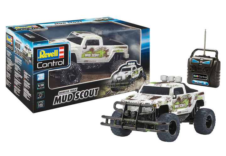 Revell 24643 RC Monster Truck 40MHz-Fernbedienung, ca. 36 cm, LED-Beleuchtung Monstertruck MUD SCOUT