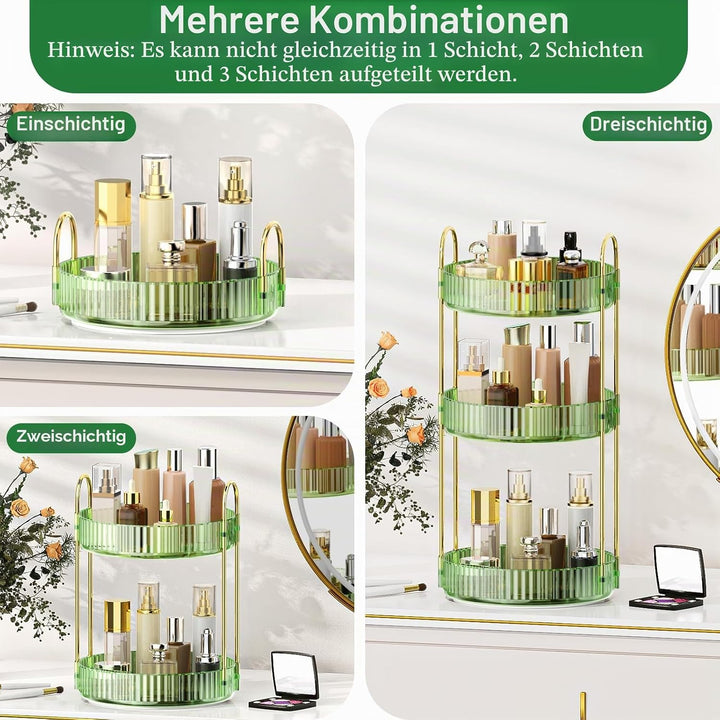 MOKANI Make Up Kosmetik Organizer, 360° Dreh Schmink Organizer, 3 Ebenen, Multifunctional Makeup Ski