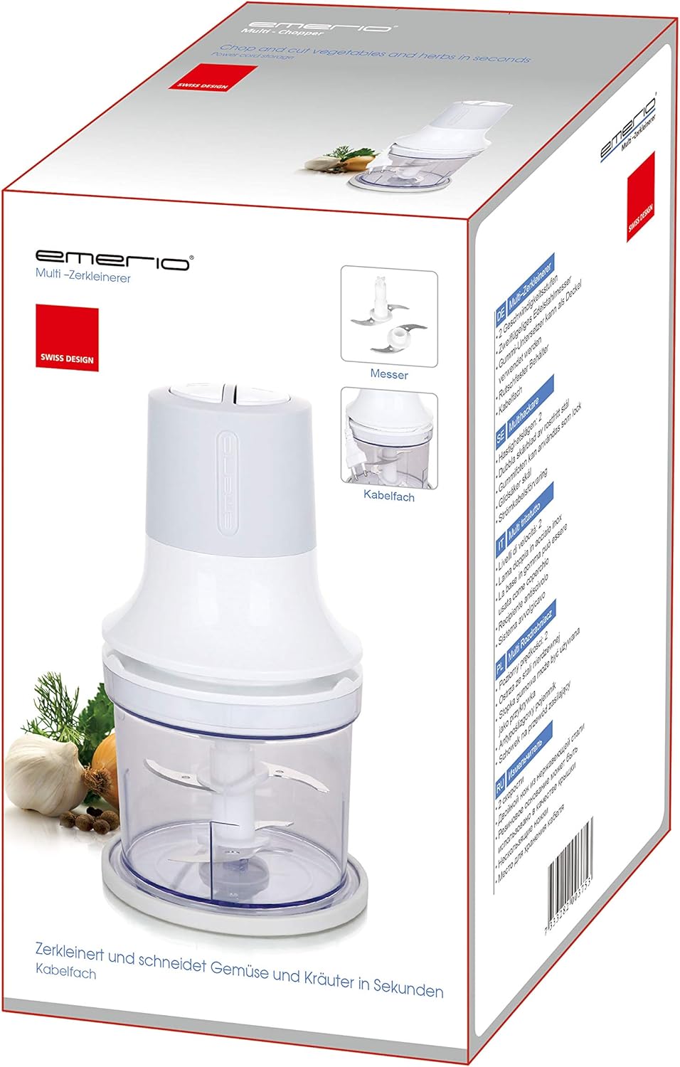 Emerio Zerkleinerer, Universalzerkleinerer mit 500ml Behältervolumen, 260 Watt, elektrischer Multize
