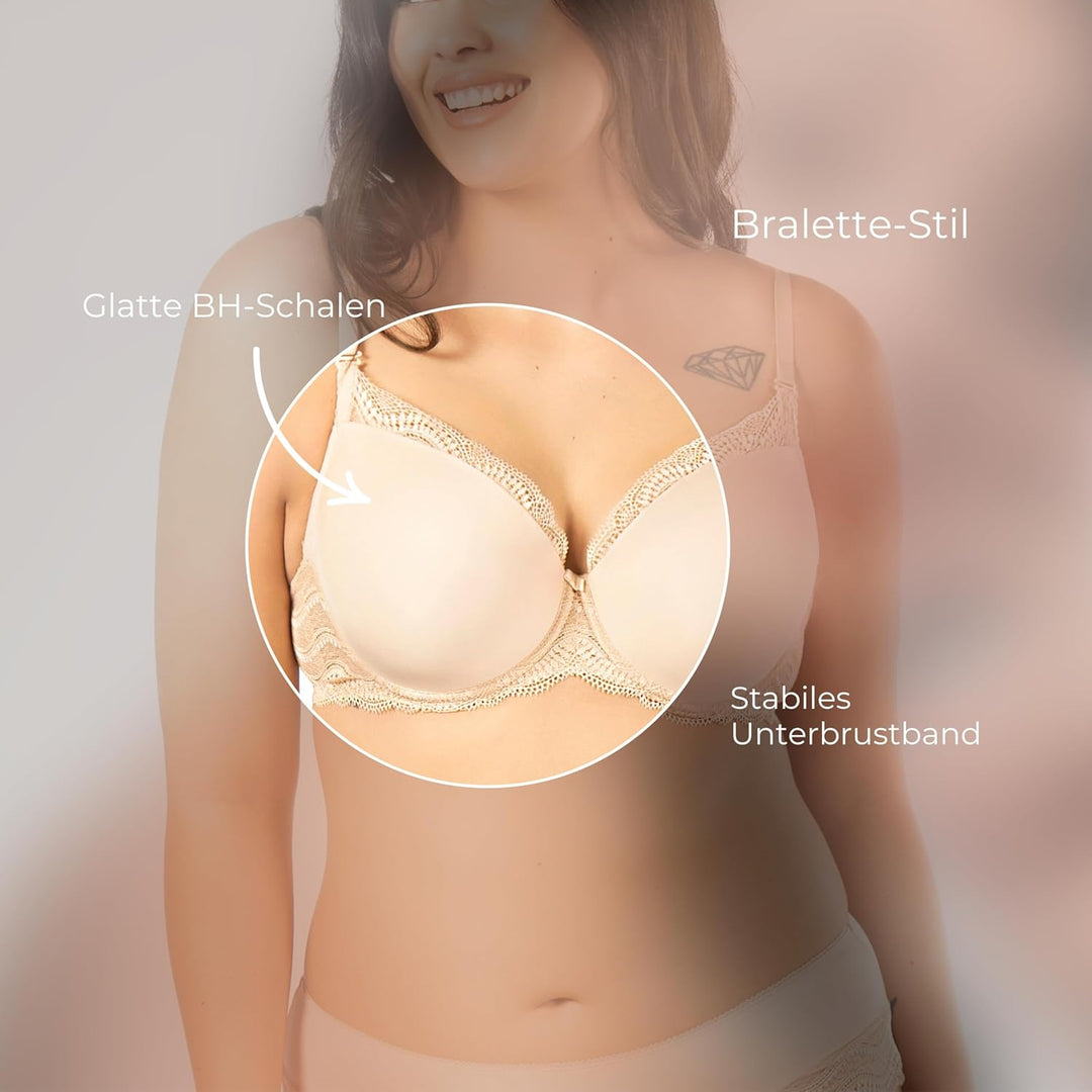 Nipplex Pepite Push-up-BH für Damen – Glatter, Gepolsterter BH mit Spitze – Dekolleté-Enhancer-BH –