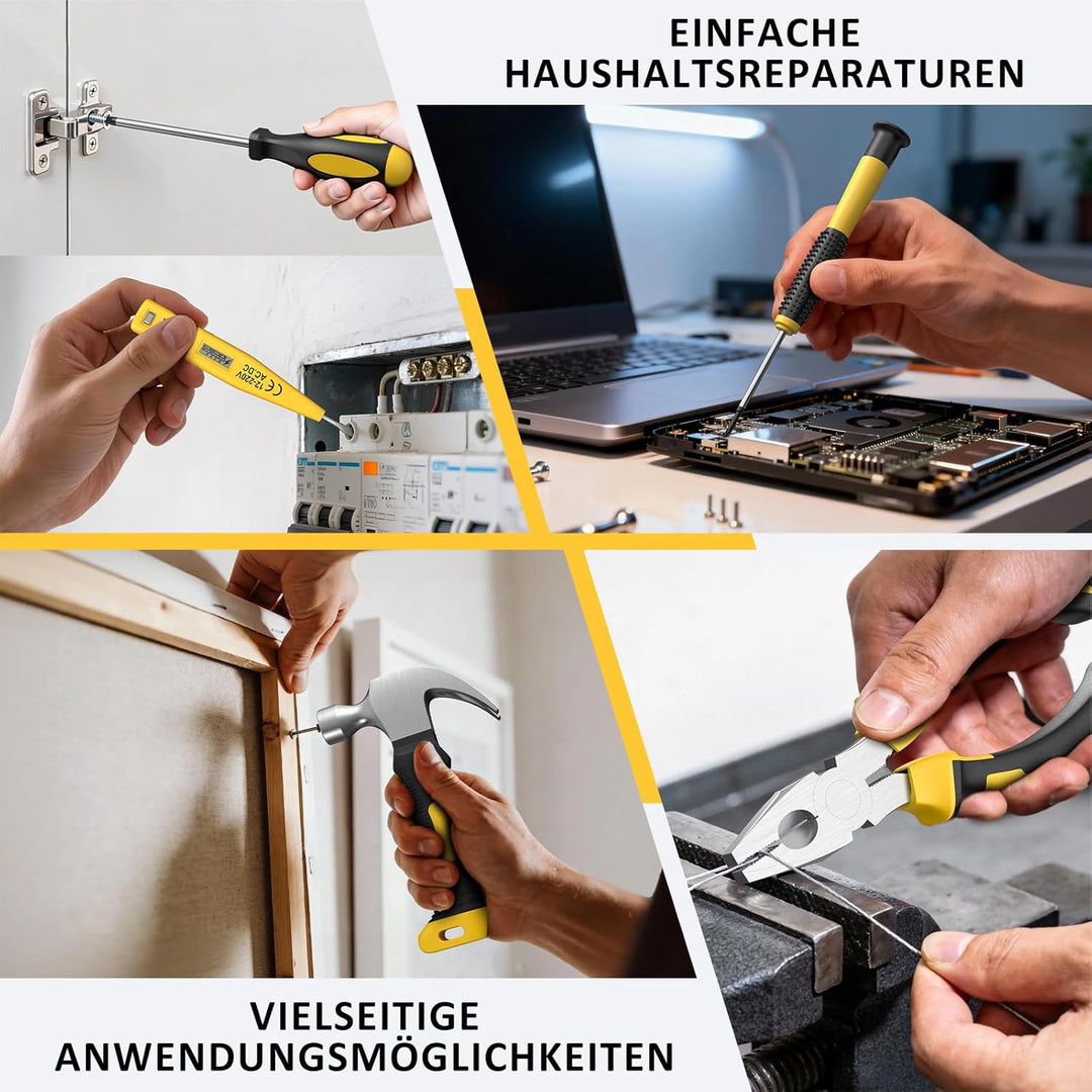 Sundpey Werkzeugkoffer Gefüllt 170tlg mit Akku Bohrschrauber Set, 21V Akkuschrauber mit 2.0 Ah Akku,
