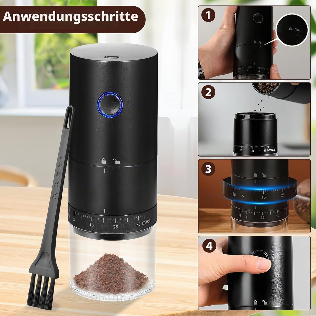 Kaffeemühle Elektrisch Kegelmahlwerk, USB Wiederaufladbare Elektrische Kaffeemühle mit 38 Grobkörnig