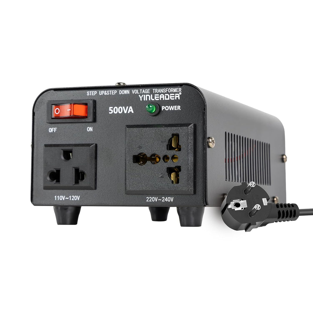 Yinleader 500VA 230V bis 110V USA Spannungswandler Ringkern-Transformator - In: 220V / Out: 110V und
