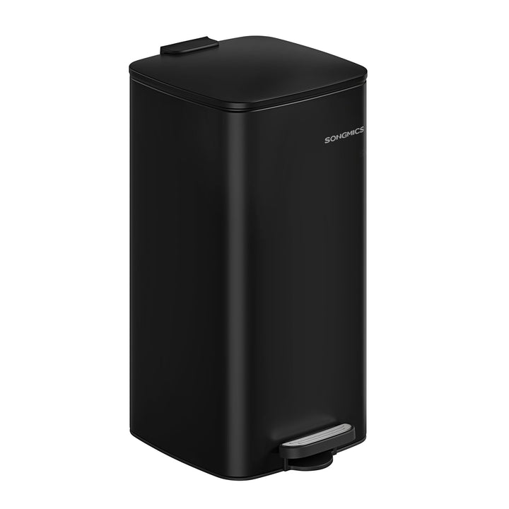 SONGMICS Mülleimer Küche, 30 Liter Abfalleimer, Tretmülleimer, Stahl, mit Inneneimer, Softclose, Off