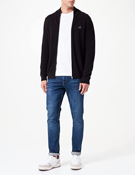 GANT Herren Casual Cotton Zip Cardigan Strickjacke M Schwarz, M Schwarz
