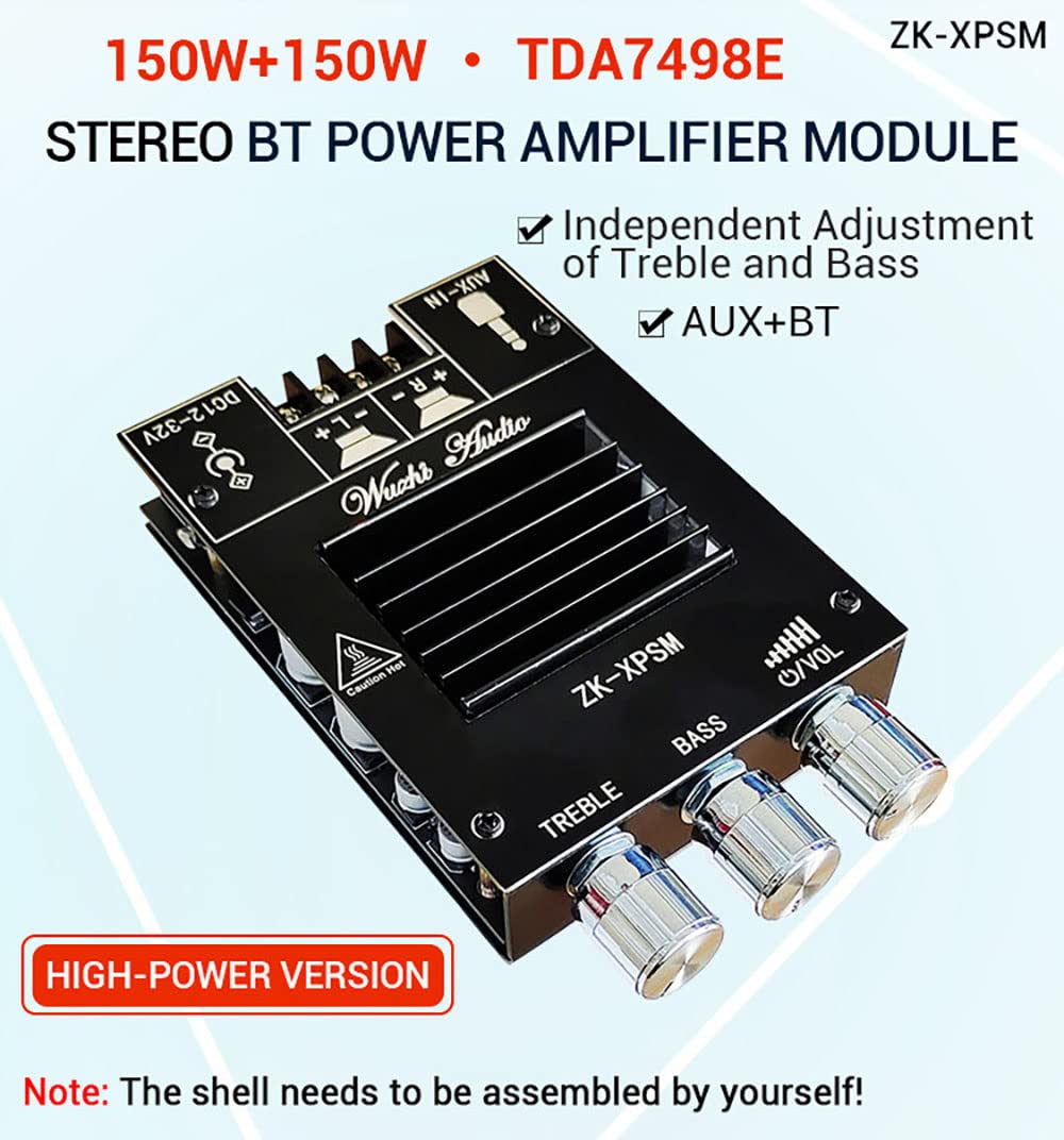 ZK-XPSM 150W + 150W TDA7498E Audio-Leistungsverstärker Equalizer BT 5.0 Stereo Subwoofer HiFi Klasse