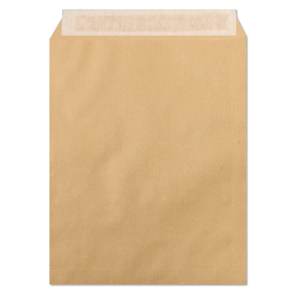 Clairefontaine 754C - Karton mit 250 Versandtaschen mit Rillen Kraftbraun 260x330 mm, selbstklebend,