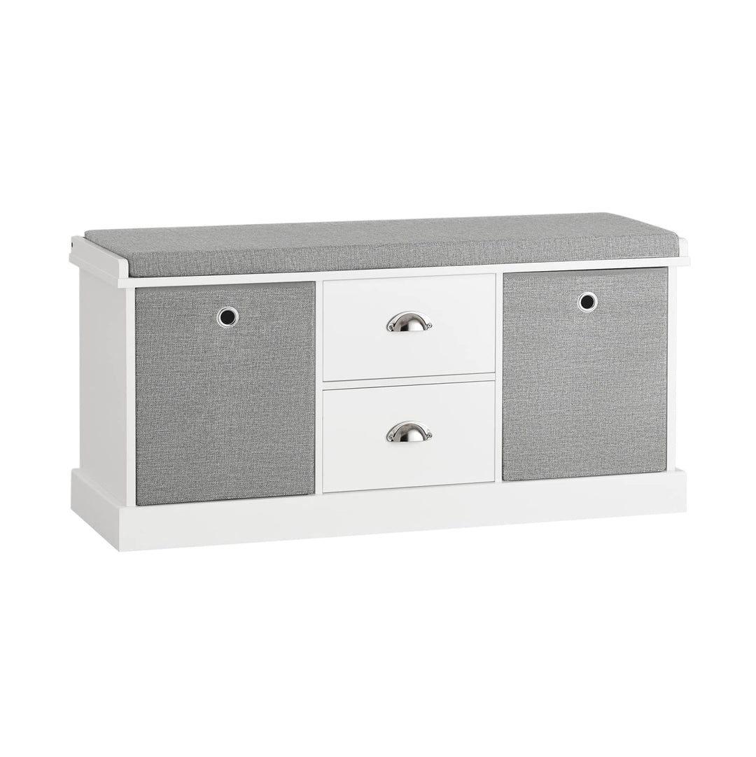 SoBuy FSR66-HG Sitzkommode Sitzbank mit Stauraum Schuhbank mit Sitzfläche mit 2 grauen Körben und 2