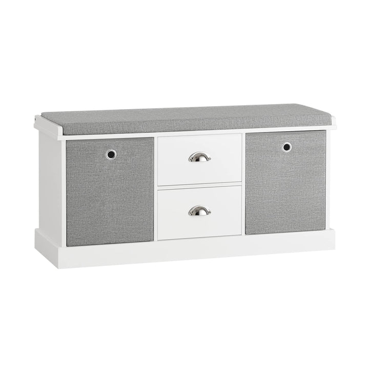 SoBuy FSR66-HG Sitzkommode Sitzbank mit Stauraum Schuhbank mit Sitzfläche mit 2 grauen Körben und 2