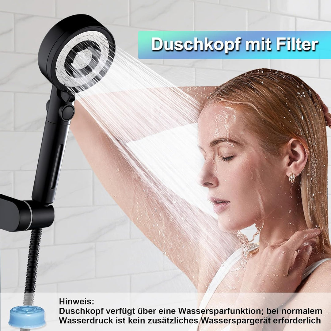 Nafall Duschkopf mit 4 PP Filter, Handbrause Wassersparend, Duschkopf Duschbrause mit 5 Strahlarten