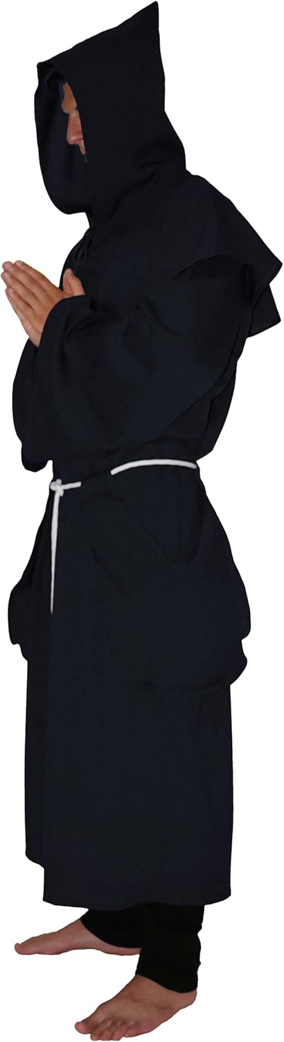 MAYLYNN 18109 - Kostüm Mittelalter Mönch Herren Abt schwarz 3tlg, Grösse:S S Schwarz, S Schwarz