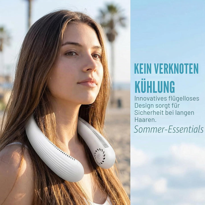 Tragbarer Hals-Ventilator, blattlos, per USB wiederaufladbar, 2000 mAh Akku, 4-8 Stunden Laufzeit, l