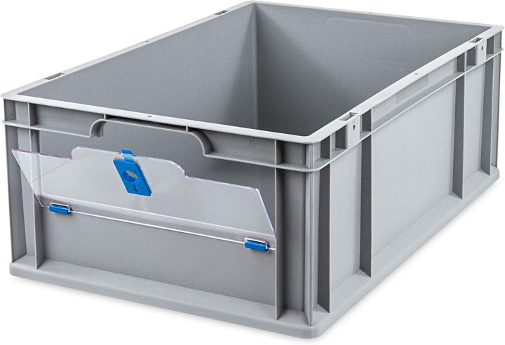 aidB Eurobox NextGen Insight Cover blau, 600x400x220 mm, Cover niedrig, robuste Regalbox mit Entnahm