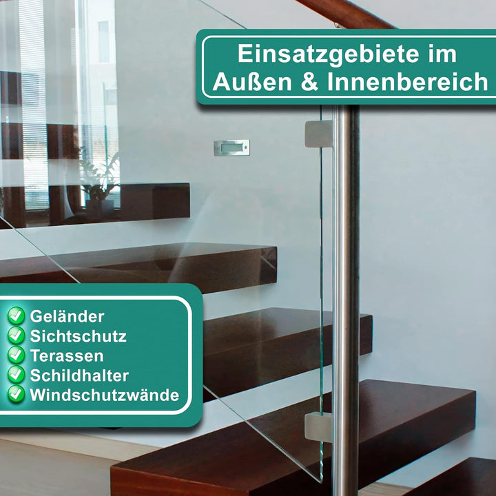 PRIOstahl Glashalter 4 Stück Glasklemmen Set Edelstahl Abstandhalter Klemmhalter V2A 45 X 45 x 26 mm