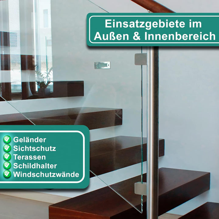 PRIOstahl Glashalter Glasklemmen Abstandhalter Klemmhalter - 4 Stück 45 x 45 x 26 mm für Ø 42,4 mm G