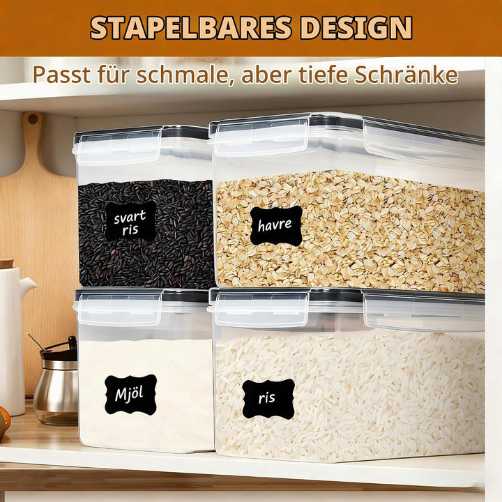 stusgo 4PCS 3.2L luftdicht Lebensmittel Lagerung Container mit Deckel, Kunststoff Pasta Jar für Past