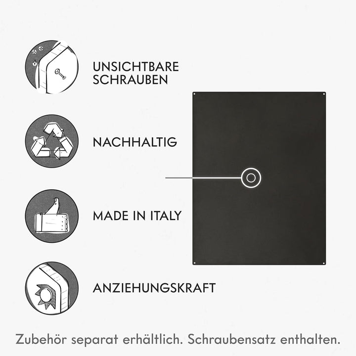 KalaMitica Magnettafel Schwarz - Kreidetafel Magnetisch, Magnetpinnwand für jede Art von Magneten -