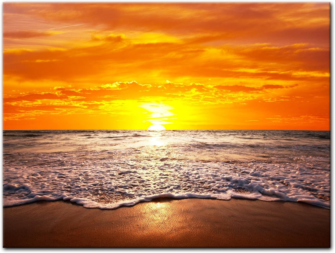 Bilderdepot24 Bild auf Leinwand | Strand Sonnenuntergang I in 70x50 cm als Wandbild | Wand-deko Deko