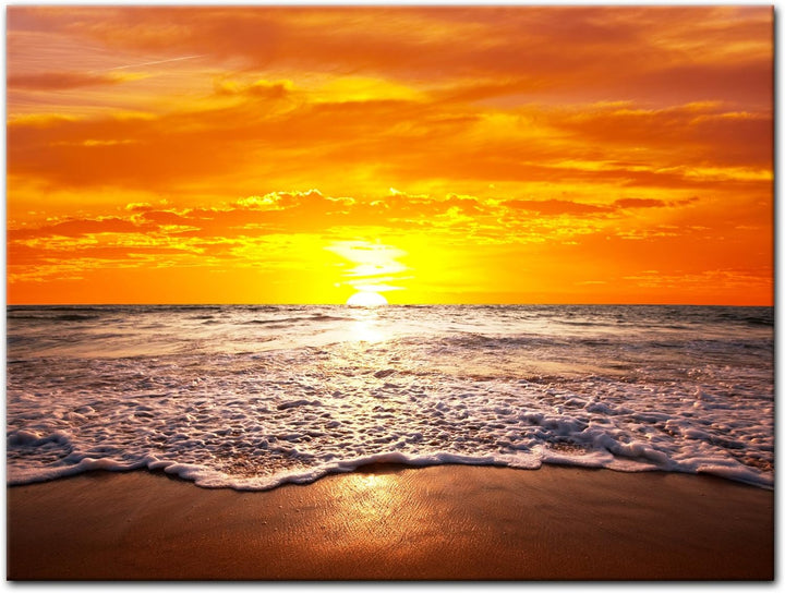 Bilderdepot24 Bild auf Leinwand | Strand Sonnenuntergang I in 70x50 cm als Wandbild | Wand-deko Deko
