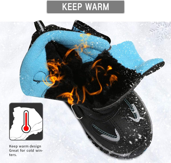 ASHION Jungen Winterschuhe Kinder Winterstiefel gefüttert und wasserdicht – rutschfeste Outdoor Wand
