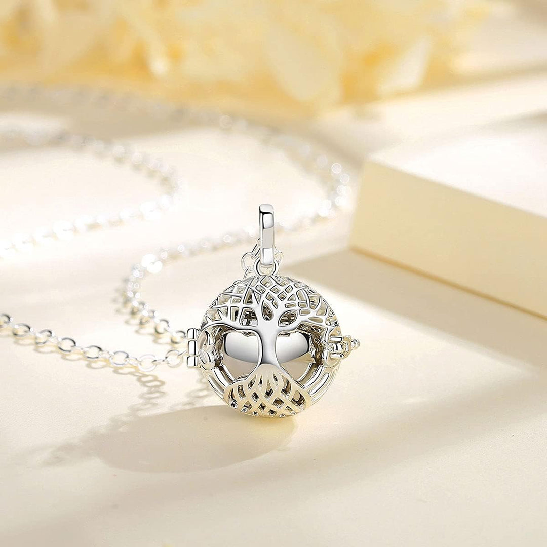 EUDORA Harmony Ball Asche Urnen Kette für Damen, Einäscherung Schmuck Silber Verkupfert Memorial Urn