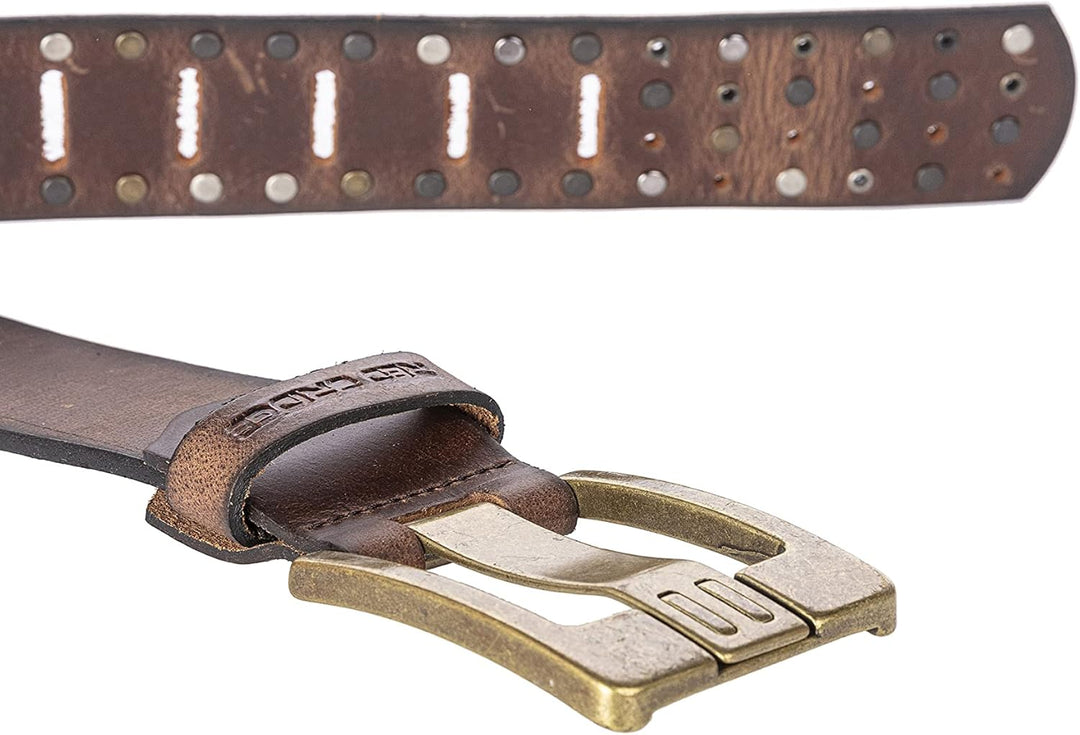 Red Bridge Herren Gürtel Ledergürtel Breiter Nietengürtel Cowboy Western Nieten RB9101 90 Braun