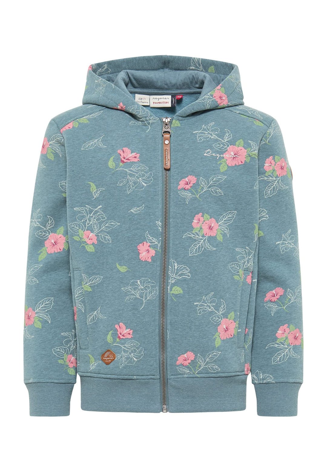 Ragwear THEA Flowers Zip Mädchen Sweatjacke mit Kapuze Cardigan Strickjacke Sweatshirt mit Blumen Mo