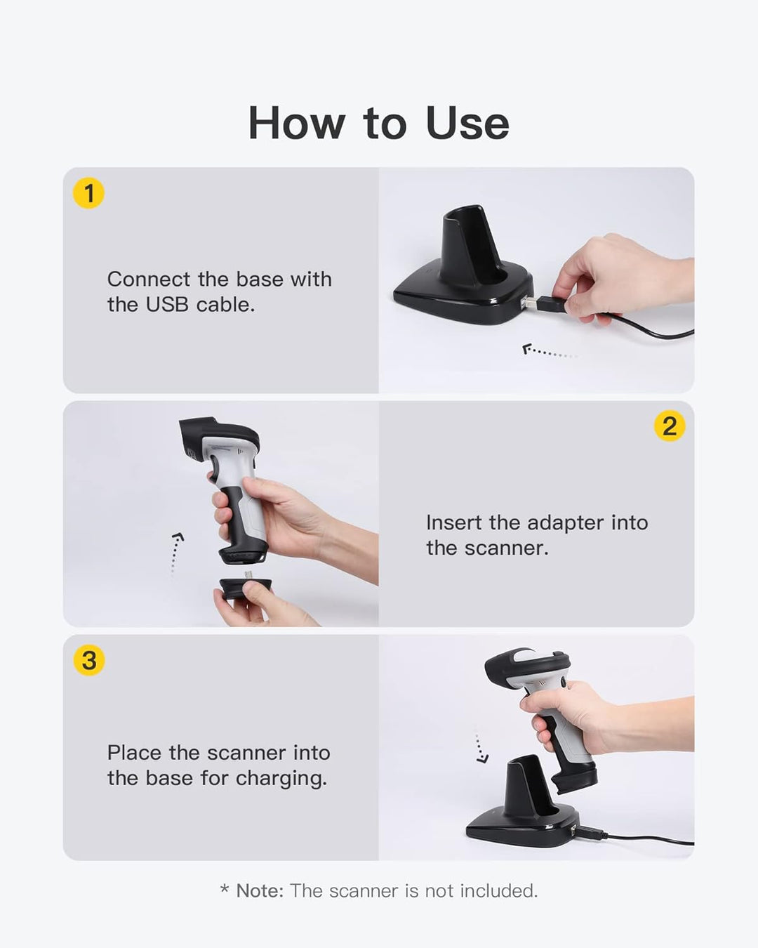 Inateck Barcode Scanner Ladestation, Geeignet BCST-60, BCST-70, BCST-73, P6 und P7, Scanner Nicht im