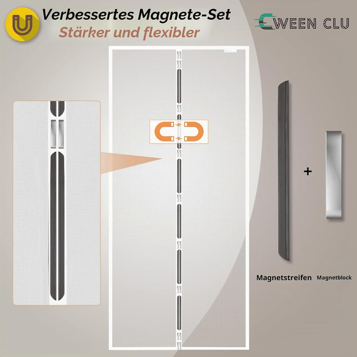 Fliegengitter Tür 140x200 cm, Magnet Fliegengitter Balkontür Ohne Bohren, Geeignet für Balkontüren,