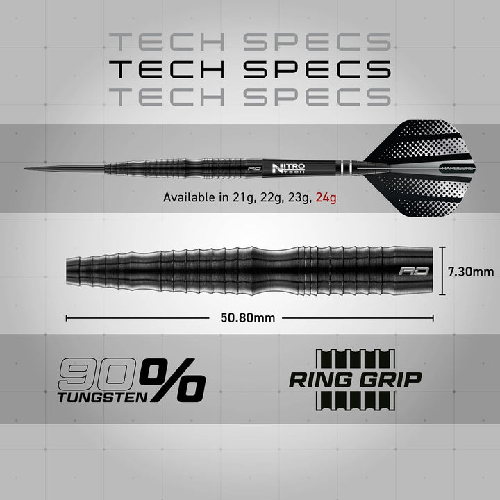 RED DRAGON Razor Edge Extreme Professional Tungsten Darts Set with Flights and Stems 24.0 Gramm, 24.