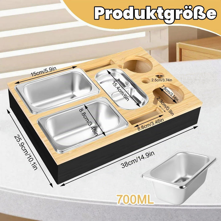 Couchbar Snackbox, Couch Bar mit Geschenkbox, Sofa Tablett, Mit Snackschalen Aus Edelstahl, Getränke