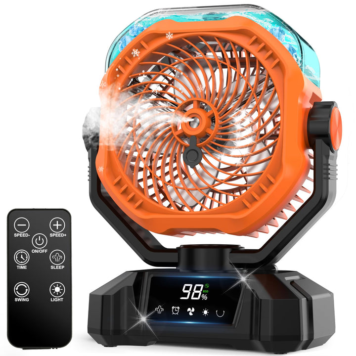 Multper Camping Ventilator mit Wasserkühlung & LED-Licht, 20000mAh Akku Outdoor Sprühnebel Ventilato
