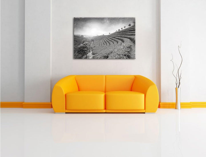 Pixxprint Japanische Treppenfelder Kunst als Leinwandbild/Grösse: 100x70 / Wandbild/Kunstdruck/ferti