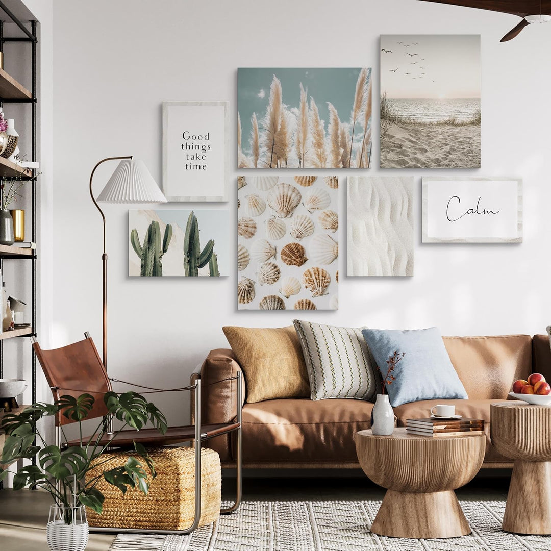 Muralo - Wandbilder Set - Leinwand Bilder Aufhängefertig in Boho Stil - das Leinwandbilder - Bilder