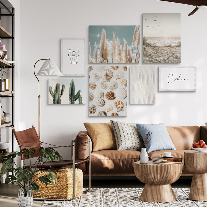 Muralo - Wandbilder Set - Leinwand Bilder Aufhängefertig in Boho Stil - das Leinwandbilder - Bilder