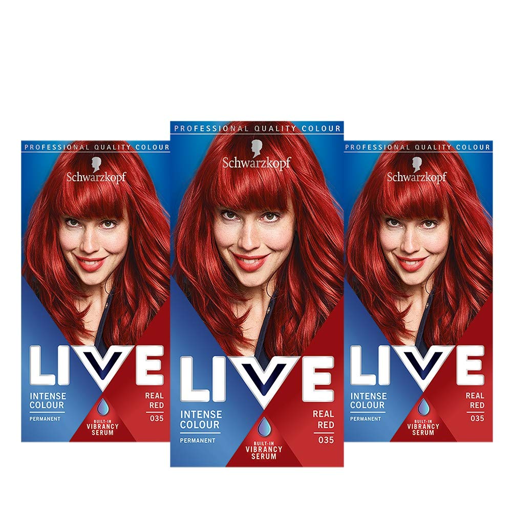 Schwarzkopf Intensiven Farben Permanentes Haarfärbemittel, 35 Echtes Rot set of 3 Real Red 035 1 stü